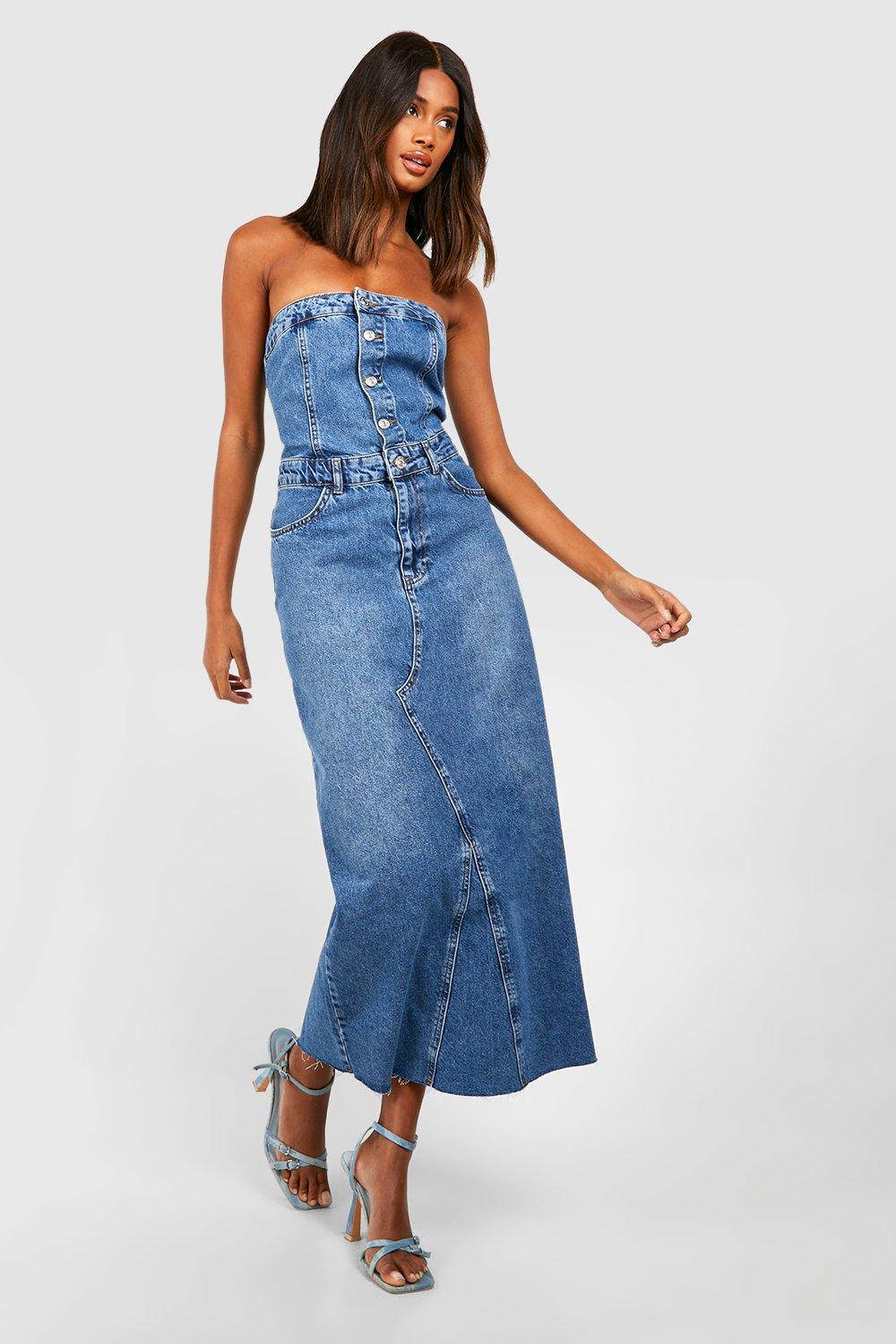 Robe en jean discount femme mi longue